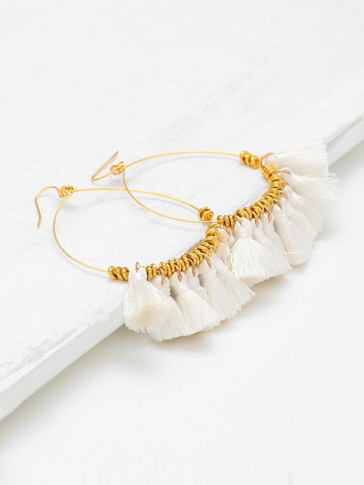 Shein Tassel Drop Hoop Earrings