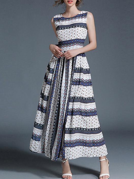 Shein Color Block Print Maxi Dress
