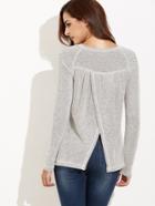 Shein Grey Split Back Raglan Sleeve T-shirt