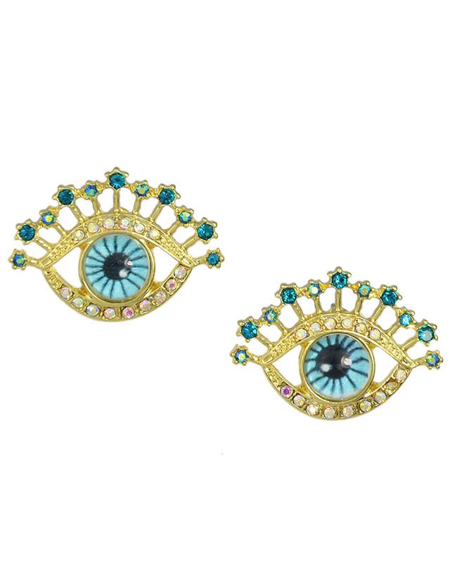 Shein Colorful Rhinestone Eye Stud Earrings