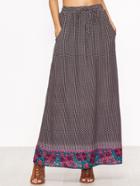 Shein Purple Tribal Print Drawstring Waist Skirt