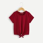 Shein Girls Strappy Neck Knotted Tee
