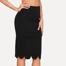 Shein Scallop Edge Slit Hem Skirt