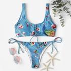 Shein Lace-up Tie Side Random Floral Bikini Set