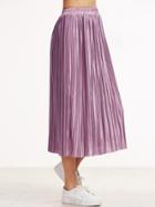 Shein Pink Elastic Waist Pleated Skirt