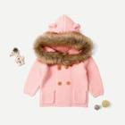 Shein Toddler Girls Faux Fur Hooded Sweater Coat