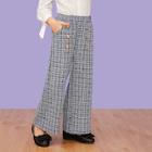 Shein Girls Double Button Wide Leg Tweed Pants