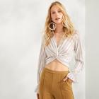 Shein Twist Up Bell Sleeve Striped Top