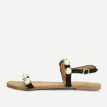 Shein Faux Pearl Decorated Strappy Flat Sandals