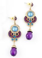 Shein Blue Purple Gemstone Gold Vintage Earrings