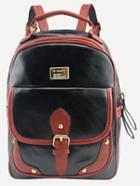 Shein Black Contrast Trim Buckled Strap Backpack