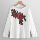 Shein Plus Flower Embroidery Applique Top
