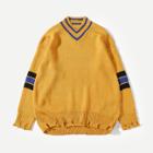 Shein Men Stripe Trim Frayed Hem Jumper