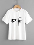 Shein Facing Printed T-shirt