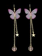 Shein Hotpink Butterfly Shape Drop Earrings For Women