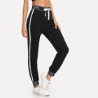 Shein Letter Print Tape Striped Sweatpants