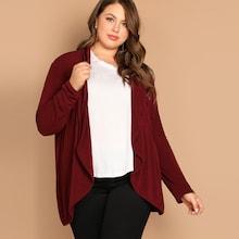 Shein Plus Open Placket Solid Coat