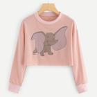 Shein Elephant Print Crop Sweatshirt