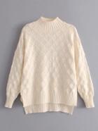 Shein Diamond Textured Dip Hem Sweater