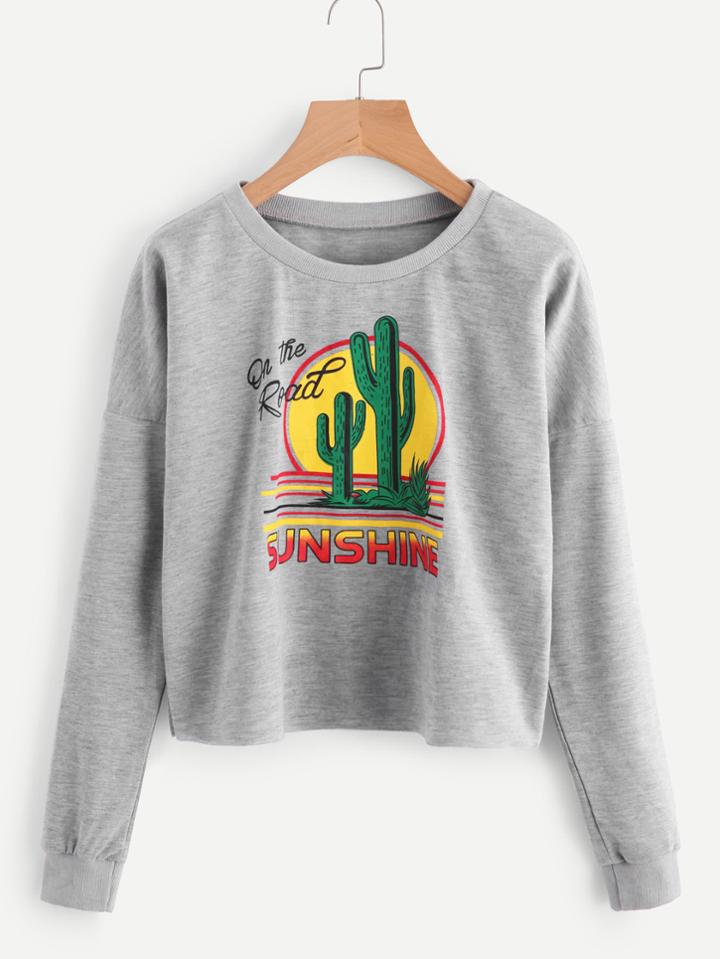 Shein Graphic Print Drop Shoulder Sweatshirt