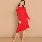 Shein Cutout Ruffle Hem Solid Dress