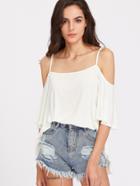 Shein Cold Shoulder Flutter Sleeve Tee