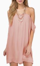 Shein Pink Strapless Backless Loose Chiffon Dress
