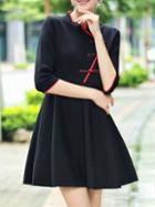 Shein Black Collar Vintage A-line Dress