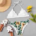 Shein Scallop Floral Print Bikini Set