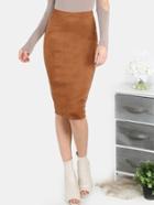 Shein Faux Suede Back Slit Pencil Skirt Coco