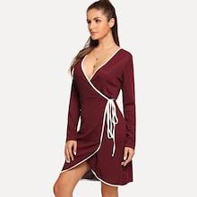 Shein Contrast Binding Surplice Wrap Dress