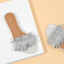 Shein Fringe Tassel Design Suede Slippers