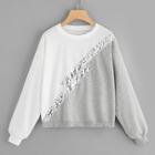 Shein Color-block Contrast Sequin Sweatshirt