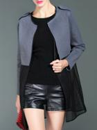 Shein Grey Color Block False Two Pieces Mesh Coat