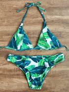 Shein Palm Leaf Print Bikini Set