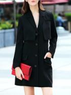 Shein Black V Neck Short Jacket Two-piece Dress