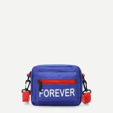 Shein Zipper Front Canvas Crossbody Bag