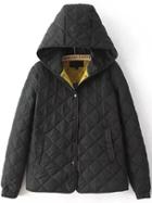 Shein Hooded Buttons Diamond Black Coat