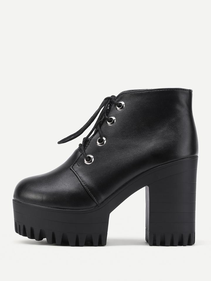 Shein Pu Lace Up Platform High Heels