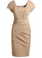 Rosewe Ol Style High Waist Nude Dress With Cap Sleeve