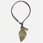 Shein Men Metal Leaf Pendant Necklace