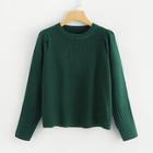 Shein Puff Sleeve Solid Ribbed Jumper