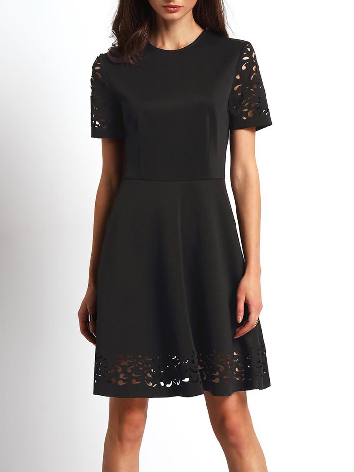 Shein Hollow Out Hem Fit&flare Dress
