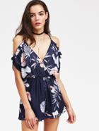 Shein Plunging V-neckline Floral Print Slip Romper