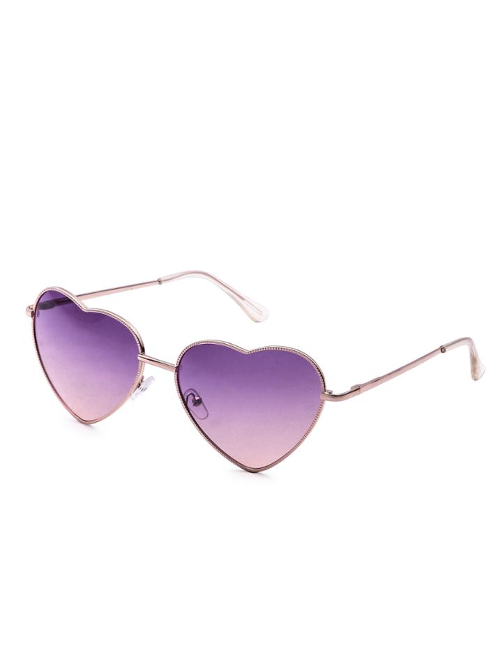 Shein Rose Gold Frame Heart Shaped Purple Lens Sunglasses