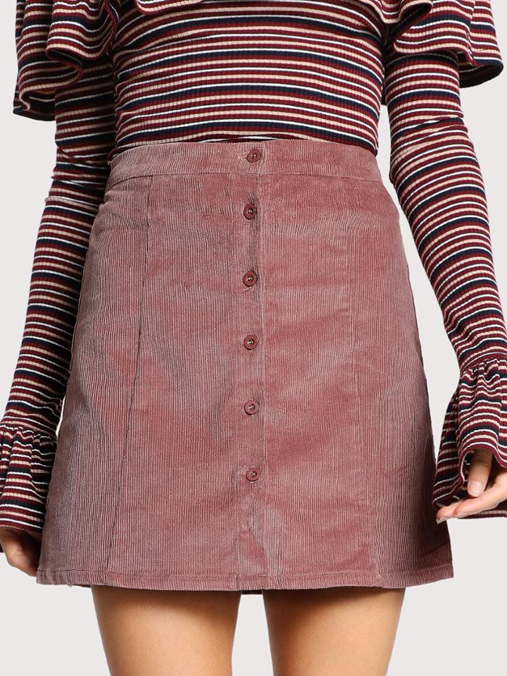 Shein Button Down Cord Skirt