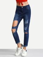 Shein Ripped Blue Skinny Jeans
