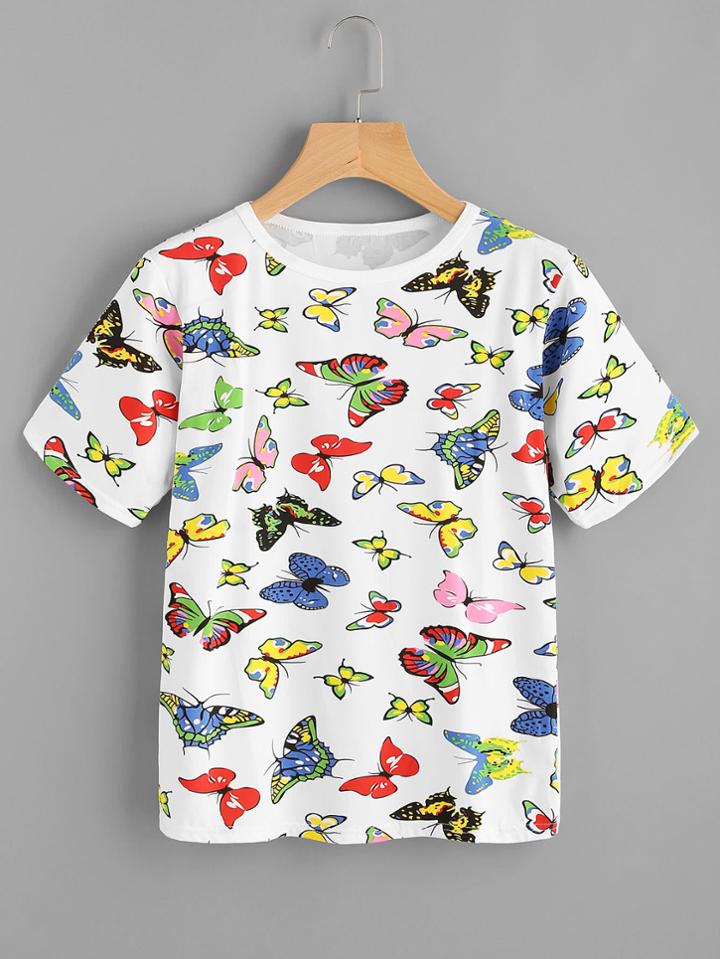 Shein Allover Butterfly Print T-shirt