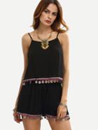 Shein Black Spaghetti Strap Top With Shorts