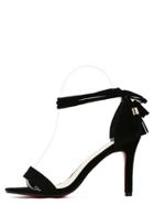 Shein Black Faux Suede Tasselled Lace-up Sandals
